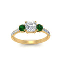 Thumbnail 61 - petite-micropave-asscher-cut-three-stone-diamond-engagement-ring-with-emerald-in-yellow-gold-FD9383ASRGEMGR-NL-YG