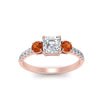 Load image into Gallery viewer, petite-micropave-asscher-cut-three-stone-diamond-engagement-ring-with-orange-sapphire-in-rose-gold-FD9383ASRGSAOR-NL-RG