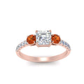 Thumbnail 37 - petite-micropave-asscher-cut-three-stone-diamond-engagement-ring-with-orange-sapphire-in-rose-gold-FD9383ASRGSAOR-NL-RG