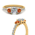 Thumbnail 46 - petite-micropave-asscher-cut-three-stone-diamond-engagement-ring-with-orange-sapphire-in-yellow-gold-FD9383ASRGSAOR-NL-YG