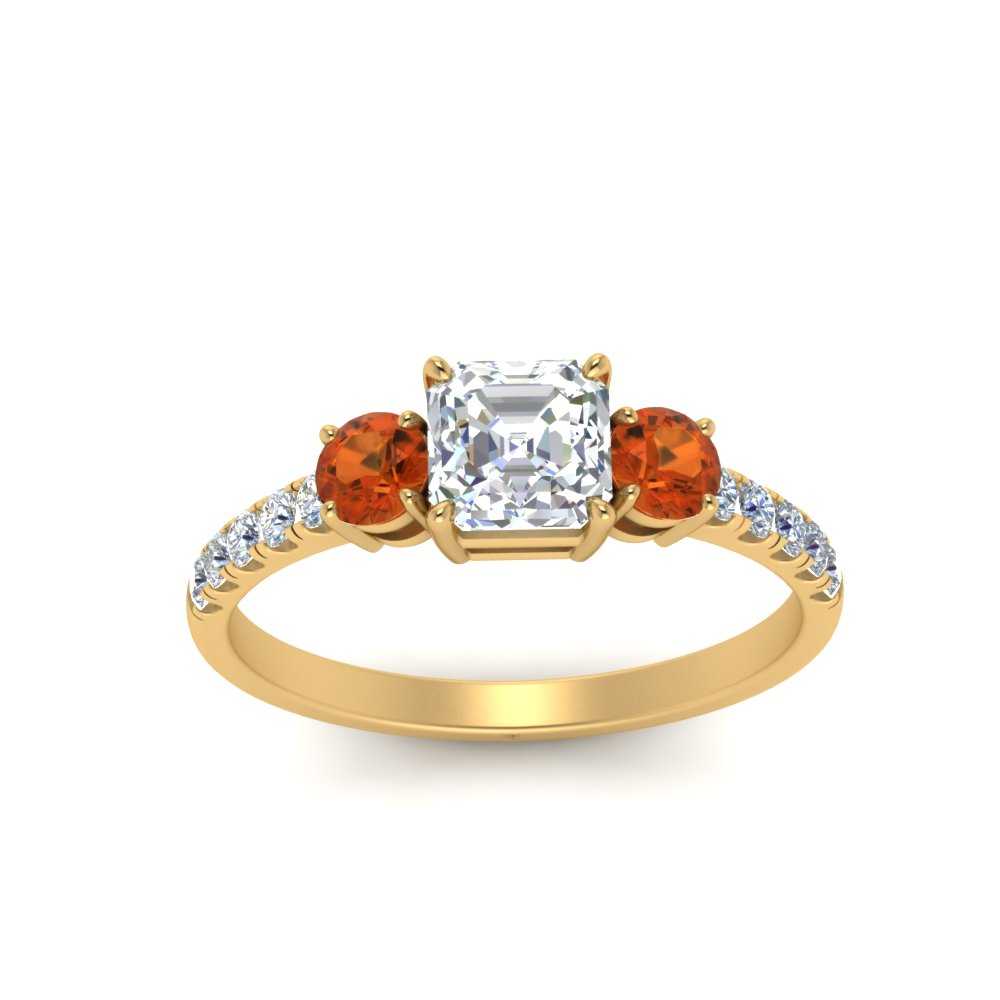 petite-micropave-asscher-cut-three-stone-diamond-engagement-ring-with-orange-sapphire-in-yellow-gold-FD9383ASRGSAOR-NL-YG