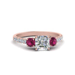 Load image into Gallery viewer, petite-micropave-asscher-cut-three-stone-diamond-engagement-ring-with-pink-sapphire-in-rose-gold-FD9383ASRGSADRPI-NL-RG
