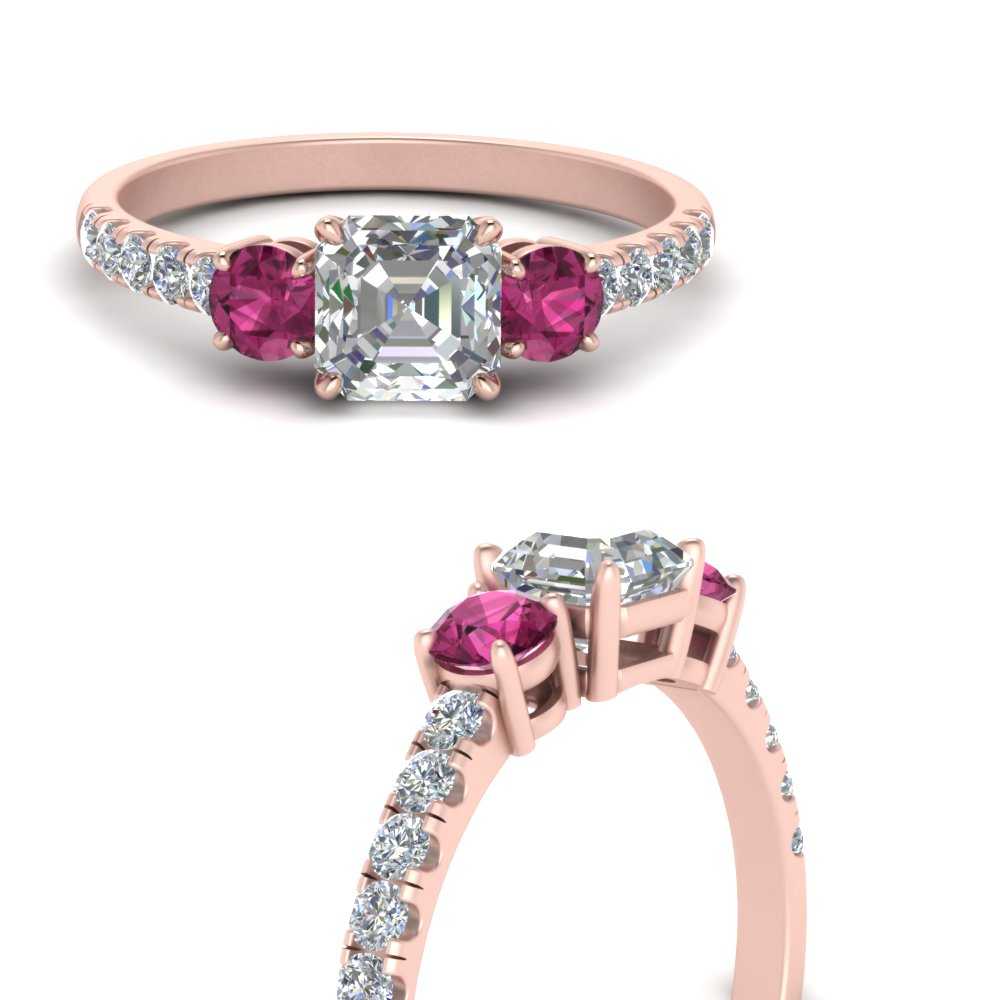 petite-micropave-asscher-cut-three-stone-diamond-engagement-ring-with-pink-sapphire-in-rose-gold-FD9383ASRGSADRPI-NL-RG
