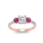 Load image into Gallery viewer, petite-micropave-asscher-cut-three-stone-diamond-engagement-ring-with-pink-sapphire-in-rose-gold-FD9383ASRGSADRPI-NL-RG
