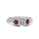 Load image into Gallery viewer, petite-micropave-asscher-cut-three-stone-diamond-engagement-ring-with-pink-sapphire-in-white-gold-FD9383ASRGSADRPI-NL-WG
