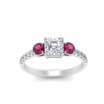Load image into Gallery viewer, petite-micropave-asscher-cut-three-stone-diamond-engagement-ring-with-pink-sapphire-in-white-gold-FD9383ASRGSADRPI-NL-WG
