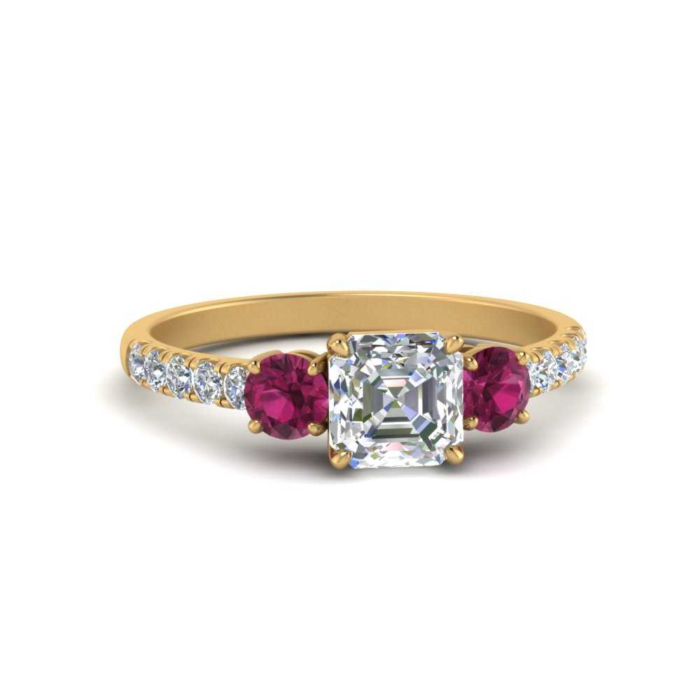 petite-micropave-asscher-cut-three-stone-diamond-engagement-ring-with-pink-sapphire-in-yellow-gold-FD9383ASRGSADRPI-NL-YG