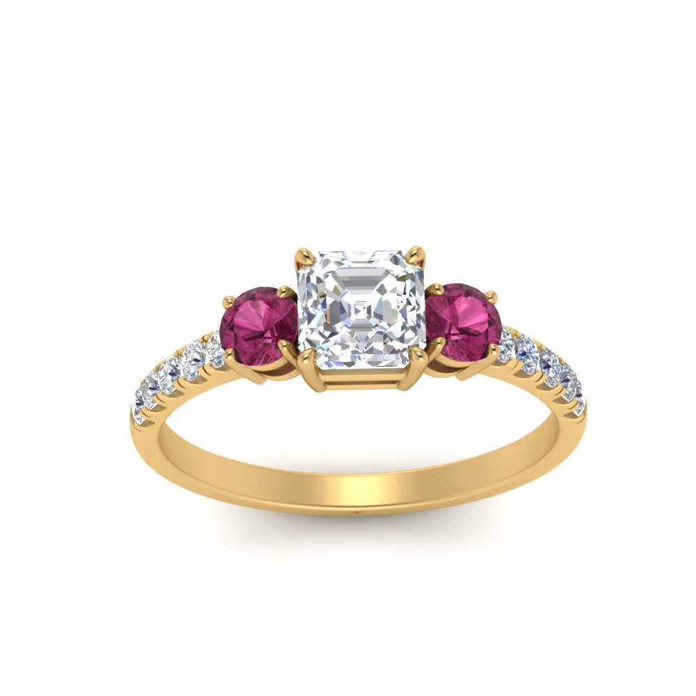 petite-micropave-asscher-cut-three-stone-diamond-engagement-ring-with-pink-sapphire-in-yellow-gold-FD9383ASRGSADRPI-NL-YG