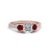 Load image into Gallery viewer, petite-micropave-asscher-cut-three-stone-diamond-engagement-ring-with-ruby-in-rose-gold-FD9383ASRGRUDR-NL-RG