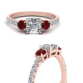 Thumbnail 64 - petite-micropave-asscher-cut-three-stone-diamond-engagement-ring-with-ruby-in-rose-gold-FD9383ASRGRUDR-NL-RG