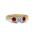 Thumbnail 73 - petite-micropave-asscher-cut-three-stone-diamond-engagement-ring-with-ruby-in-yellow-gold-FD9383ASRGRUDR-NL-YG