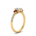 Load image into Gallery viewer, petite-micropave-asscher-cut-three-stone-diamond-engagement-ring-with-ruby-in-yellow-gold-FD9383ASRGRUDR-NL-YG
