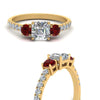 Load image into Gallery viewer, petite-micropave-asscher-cut-three-stone-diamond-engagement-ring-with-ruby-in-yellow-gold-FD9383ASRGRUDR-NL-YG