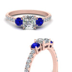 Load image into Gallery viewer, petite-micropave-asscher-cut-three-stone-diamond-engagement-ring-with-sapphire-in-rose-gold-FD9383ASRGSABL-NL-RG
