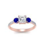 Load image into Gallery viewer, petite-micropave-asscher-cut-three-stone-diamond-engagement-ring-with-sapphire-in-rose-gold-FD9383ASRGSABL-NL-RG
