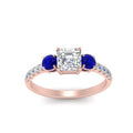 Thumbnail 8 - petite-micropave-asscher-cut-three-stone-diamond-engagement-ring-with-sapphire-in-rose-gold-FD9383ASRGSABL-NL-RG