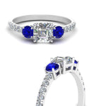 Load image into Gallery viewer, petite-micropave-asscher-cut-three-stone-diamond-engagement-ring-with-sapphire-in-white-gold-FD9383ASRGSABL-NL-WG
