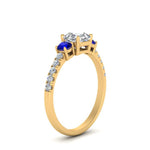 Load image into Gallery viewer, petite-micropave-asscher-cut-three-stone-diamond-engagement-ring-with-sapphire-in-yellow-gold-FD9383ASRGSABL-NL-YG
