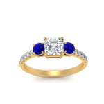 Load image into Gallery viewer, petite-micropave-asscher-cut-three-stone-diamond-engagement-ring-with-sapphire-in-yellow-gold-FD9383ASRGSABL-NL-YG

