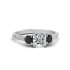 Load image into Gallery viewer, petite-micropave-asscher-cut-three-stone-engagement-ring-with-black-diamond-in-white-gold-FD9383ASRGBLACK-NL-WG