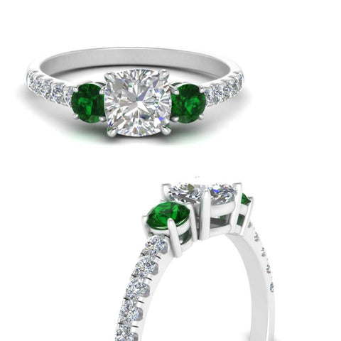 petite-micropave-cushion-cut-three-stone-diamond-engagement-ring-with-emerald-in-white-gold-FD9383CURGEMGR-NL-WG