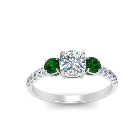 petite-micropave-cushion-cut-three-stone-diamond-engagement-ring-with-emerald-in-white-gold-FD9383CURGEMGR-NL-WG