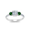 Load image into Gallery viewer, petite-micropave-cushion-cut-three-stone-diamond-engagement-ring-with-emerald-in-white-gold-FD9383CURGEMGR-NL-WG