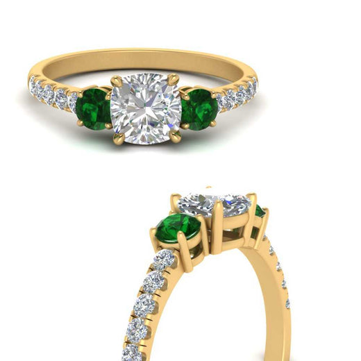 petite-micropave-cushion-cut-three-stone-diamond-engagement-ring-with-emerald-in-yellow-gold-FD9383CURGEMGR-NL-YG