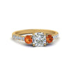 Load image into Gallery viewer, Petite Micropave Three Stone Cushion Diamond Ring