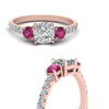 Load image into Gallery viewer, petite-micropave-cushion-cut-three-stone-diamond-engagement-ring-with-pink-sapphire-in-rose-gold-FD9383CURGSADRPI-NL-RG
