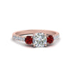 Load image into Gallery viewer, petite-micropave-cushion-cut-three-stone-diamond-engagement-ring-with-ruby-in-rose-gold-FD9383CURGRUDR-NL-RG