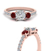 Load image into Gallery viewer, petite-micropave-cushion-cut-three-stone-diamond-engagement-ring-with-ruby-in-rose-gold-FD9383CURGRUDR-NL-RG