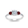 Load image into Gallery viewer, petite-micropave-cushion-cut-three-stone-diamond-engagement-ring-with-ruby-in-white-gold-FD9383CURGRUDR-NL-WG