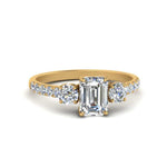 Load image into Gallery viewer, petite-micropave-emerald-cut-three-stone-diamond-engagement-ring-in-yellow-gold-FD9383EMR-NL-YG
