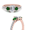 Load image into Gallery viewer, petite-micropave-emerald-cut-three-stone-diamond-engagement-ring-with-emerald-in-rose-gold-FD9383EMRGEMGR-NL-RG