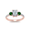 Load image into Gallery viewer, petite-micropave-emerald-cut-three-stone-diamond-engagement-ring-with-emerald-in-rose-gold-FD9383EMRGEMGR-NL-RG