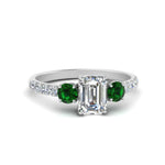 Load image into Gallery viewer, petite-micropave-emerald-cut-three-stone-diamond-engagement-ring-with-emerald-in-white-gold-FD9383EMRGEMGR-NL-WG
