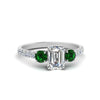 Load image into Gallery viewer, petite-micropave-emerald-cut-three-stone-diamond-engagement-ring-with-emerald-in-white-gold-FD9383EMRGEMGR-NL-WG