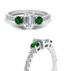 Load image into Gallery viewer, petite-micropave-emerald-cut-three-stone-diamond-engagement-ring-with-emerald-in-white-gold-FD9383EMRGEMGR-NL-WG