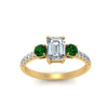 Load image into Gallery viewer, petite-micropave-emerald-cut-three-stone-diamond-engagement-ring-with-emerald-in-yellow-gold-FD9383EMRGEMGR-NL-YG