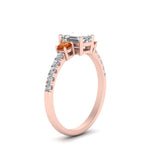 Load image into Gallery viewer, petite-micropave-emerald-cut-three-stone-diamond-engagement-ring-with-orange-sapphire-in-rose-gold-FD9383EMRGSAOR-NL-RG
