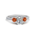 Thumbnail 38 - petite-micropave-emerald-cut-three-stone-diamond-engagement-ring-with-orange-sapphire-in-white-gold-FD9383EMRGSAOR-NL-WG
