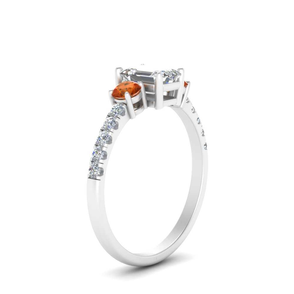 petite-micropave-emerald-cut-three-stone-diamond-engagement-ring-with-orange-sapphire-in-white-gold-FD9383EMRGSAOR-NL-WG