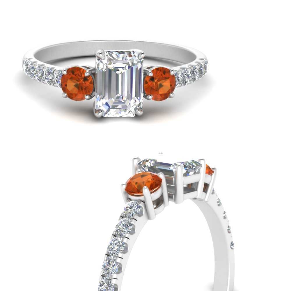 petite-micropave-emerald-cut-three-stone-diamond-engagement-ring-with-orange-sapphire-in-white-gold-FD9383EMRGSAOR-NL-WG
