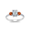 Load image into Gallery viewer, petite-micropave-emerald-cut-three-stone-diamond-engagement-ring-with-orange-sapphire-in-white-gold-FD9383EMRGSAOR-NL-WG