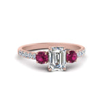 Load image into Gallery viewer, petite-micropave-emerald-cut-three-stone-diamond-engagement-ring-with-pink-sapphire-in-rose-gold-FD9383EMRGSADRPI-NL-RG
