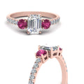 Thumbnail 21 - petite-micropave-emerald-cut-three-stone-diamond-engagement-ring-with-pink-sapphire-in-rose-gold-FD9383EMRGSADRPI-NL-RG
