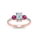 Thumbnail 22 - petite-micropave-emerald-cut-three-stone-diamond-engagement-ring-with-pink-sapphire-in-rose-gold-FD9383EMRGSADRPI-NL-RG