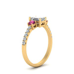 Load image into Gallery viewer, petite-micropave-emerald-cut-three-stone-diamond-engagement-ring-with-pink-sapphire-in-yellow-gold-FD9383EMRGSADRPI-NL-YG
