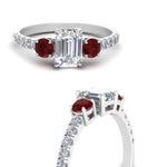 Load image into Gallery viewer, petite-micropave-emerald-cut-three-stone-diamond-engagement-ring-with-ruby-in-white-gold-FD9383EMRGRUDR-NL-WG

